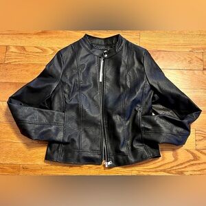 Emery Rose NWT Black Faux Leather Silver Zip Lined Womens SM Jacket Goth Punk